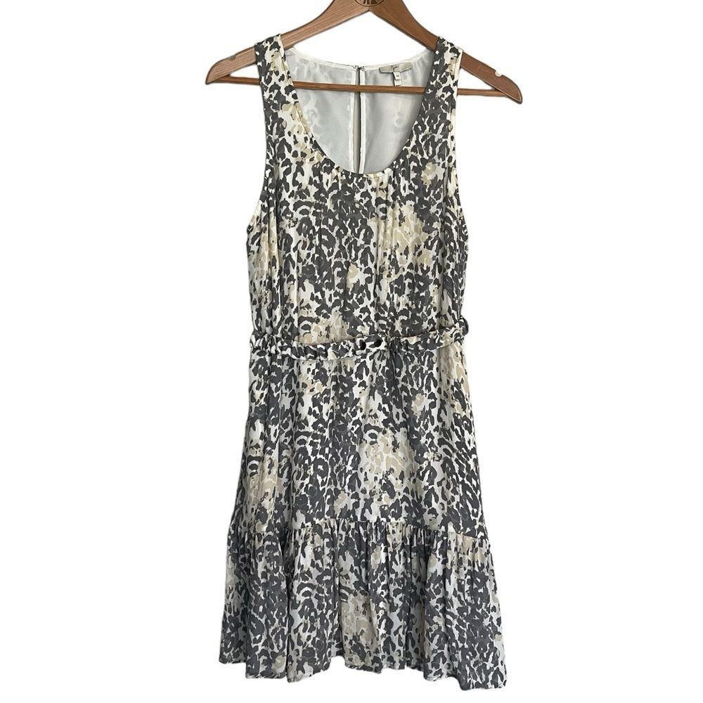 Josie Grey Print Silk Sleeveless Dress Size M